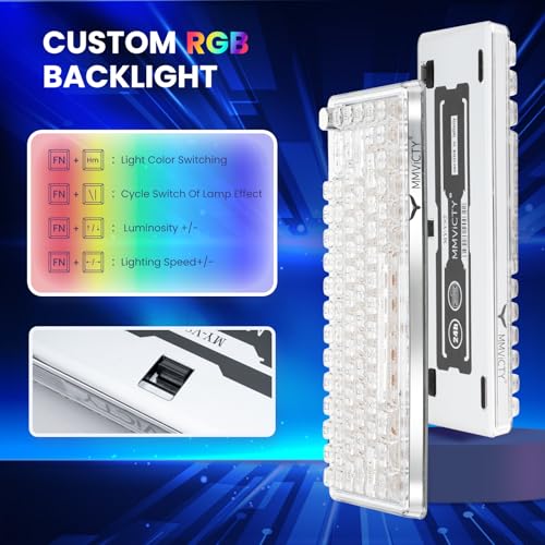 75% Hot‑Swappable Tri‑Mode Mechanical Keyboard, Wireless Bluetooth 5.0 2.4G USB‑C Gaming Keyboard with Volume Knob, Pre‑Lubed Linear Switch, RGB Backlit Metal Shell Compact Keyboard for PC Mac Gamers - color: White
