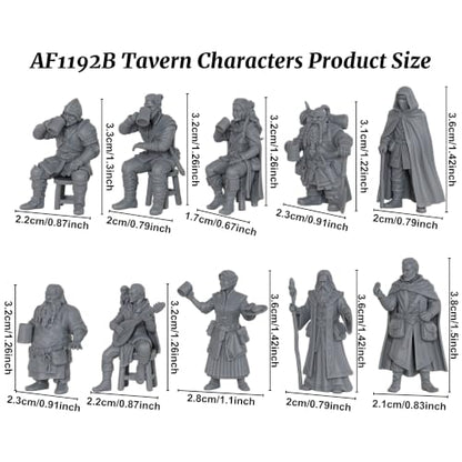 Tabletop RPG Game Human Miniatures Fantasy Tavern Characters AF1192B | 25mm Scale Tabletop Unpainted Miniatures Pack, Fantasy RPG Figure Set, Perfect Role Playing RPG Gift & RPG Accessory - color: Af1192b Tavern Characters