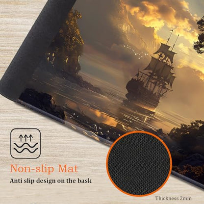 for MTG Playmat Non-Slip Rubber Play Mat with Storage Bag Combination, Ideal for Card Game Lovers TCG Play Mat, Pirate Ship - color: Pirate Ship
