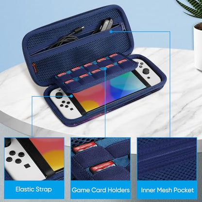 FINTIE Carrying Case for Nintendo Switch / Switch OLED Model (2021) | Shockproof, Hard Shell Protective Cover, Portable Travel Storage Bag, 10 Game Card Slots & Inner Pocket - color: galaxy