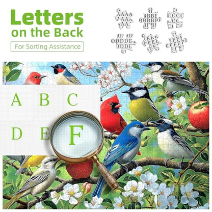 Flowers Birds 1000 Piece Puzzle for Adults Unique Puzzles for Adults 1000 Pieces Hummingbird Jigsaw Puzzles 1000 Pieces Family Challenging Puzzle (27.5"x19.6") - color: Flowers Birds-colorful