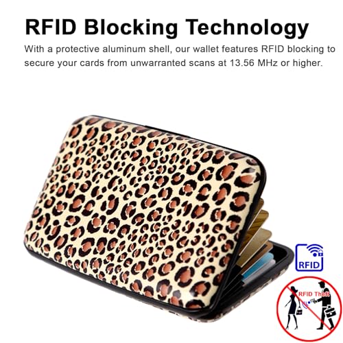 Credit Card Holder Small RFID Blocking Wallet Business Metal Slim Mini Aluminum Hard Case for Women Men - color: Leopard