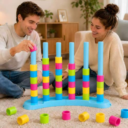 BBnote Giant Color Matching Challenge Game, Fast Pattern Match Ring Stacking Puzzle Stack Games, 1-2 Players, Family Board Game for Kids & Adults, Birthday Easter Christmas Party Gifts for Boy & Girl - size: XL- 1 Pack Color Matching Game