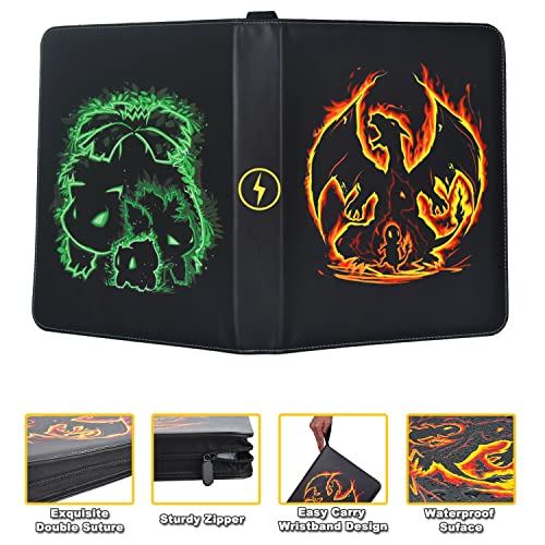 LIMSTDIC Card Binder with Sleeves - 9-Pockets Card Binder Holder Compatible with TCG Trading Cards, Card Storage Album with Zipper for Boys Girls Organized Holds Up to 900 Cards - color: Black 900