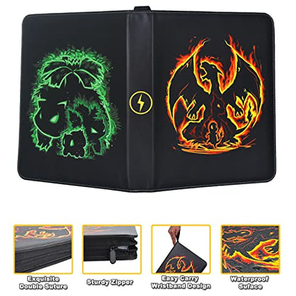 LIMSTDIC Card Binder with Sleeves - 9-Pockets Card Binder Holder Compatible with TCG Trading Cards, Card Storage Album with Zipper for Boys Girls Organized Holds Up to 900 Cards - color: Black 900