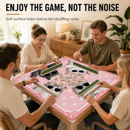 Cat Paw Prints Mahjong Mat for Table 31.5''x31.5'', Non-Slip Noise Reduction Mah Jongg Mats with Carrying Bag for American Mahjong, Poker, Board Games, Card Games & Dominoes - color: Cat Paw Prints