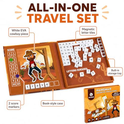 Magnetic Hangman Game for Kids Ages 4-10, Reusable Travel Word Game, Screen-Free Learning Toy for Road Trips, Airplane Activities and Car Rides - style: Hangman Game