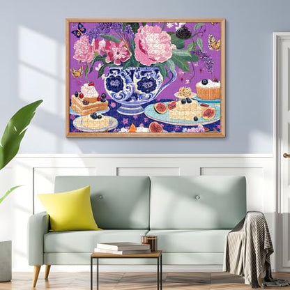 500 Piece Jigsaw Puzzles for Adults, Elegant English Tea Party Puzzles, Fun and Challenging Puzzle for Family Time, Relaxing Gift for Adults,Seniors, Age 12+, 20.5 x 15 in - style: VASE