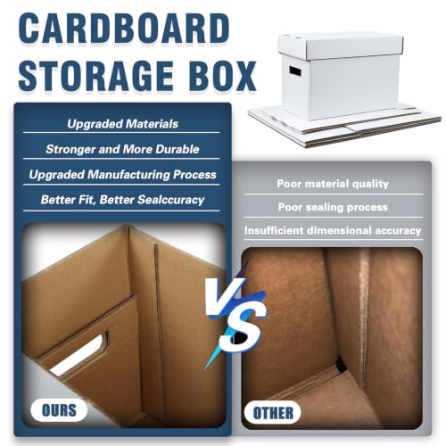 CROSSDESIGN 10 Pack Box Storage for Storing Small Items/Books/Kitchen/Supplies/Card, Corrugated Board Holds 150-175 Comics Collapsible/Stackable - size: 10 Pack | w/ handle