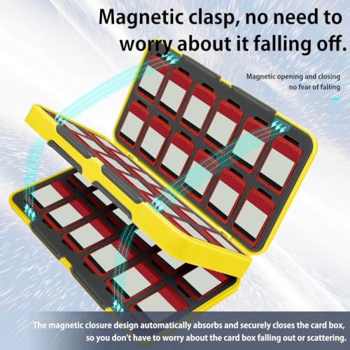 ONETIAOLONG Switch Game Case Holder for Switch 2 & OLED & Lite with 48 Cartridge Slots and 96 Micro SD Card Storage with Magnetic Closure,Protective Hard Shell and Soft Lining for Easy carrying - color: Yellow, style: 48-slots