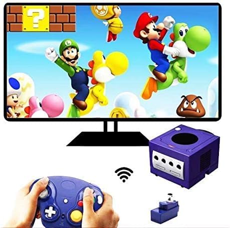 inventii Game Cube Controller,NGC 2.4G Wireless Classic Controller for Wii Game Cube, With Receiver Adapter (Blue and Red) - color: Blue and Red
