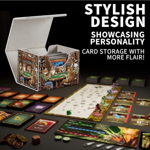 MTG Card Storage Solution - Card Box and Commander Decks, High Capacity Anime Card Sleeves for Deck Box, Group of Cats Playing Poker - color: Group of Cats Playing Poker