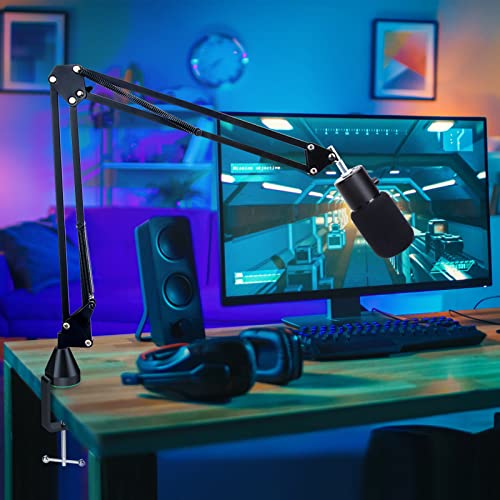 YOUSHARES Razer Seiren X Wall Mount Boom Arm - Wall Mount Microphone Holder for Razer Seiren X Mic, Vertical Surface Mount and Freely Swiveling Metal Wall Mount Clip Suitable for Saves the Desk Space - color: Boom Arm + Wall Mount
