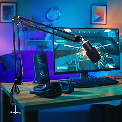 YOUSHARES Razer Seiren X Wall Mount Boom Arm - Wall Mount Microphone Holder for Razer Seiren X Mic, Vertical Surface Mount and Freely Swiveling Metal Wall Mount Clip Suitable for Saves the Desk Space - color: Boom Arm + Wall Mount