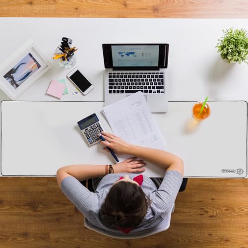 4XL Oversized & Ultimate Gaming Desk Mat 54"x23"(White) - Giant & Thicker 4mm - Stitched/Water Proof/Non Slip Base - color: White, size: 4XL 54"x23"