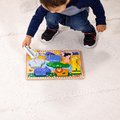 Melissa & Doug Safari Wooden Chunky Puzzle (8 pcs), Educational Screen Free Activity for Toddler, Preschoolers and Kids Ages 2+ - FSC Certified - size: 11.95 x 8.95 x 1.0, style: Safari