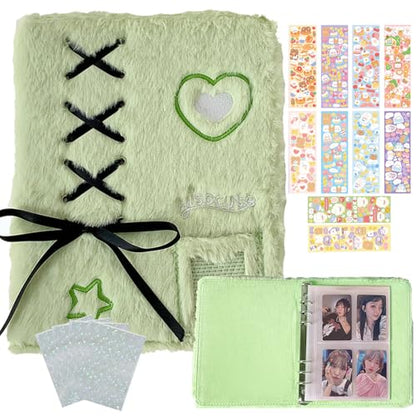 Kpop Photocard Binder with 6 Stickers Sheet & 50 Shinning Protective Sleeves Kpop Photocard Holder Book with Kpop Photocard, A5 Binder Photocard Album 30 Inner Pages with 240 Pockets (Mintgreen) - color: Mintgreen
