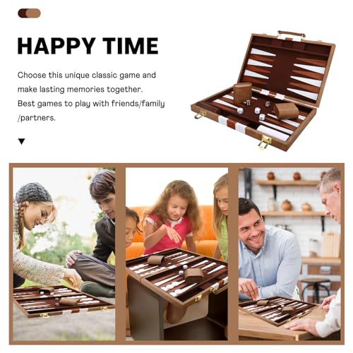 Backgammon Set - Classic Board Game with Premium Leather Case - Portable Travel Strategy Backgammon Game Set for Adults, Kids (11inch, Khaki) - color: Khaki, style: 11inch