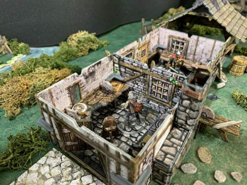 Battle Systems – Modular Fantasy Scenery – Perfect for Roleplaying and Wargames - Multi Level Tabletop Terrain for 28mm Miniatures – Colour Printed Model Diorama – DND Warhammer (Blacksmith's Forge)