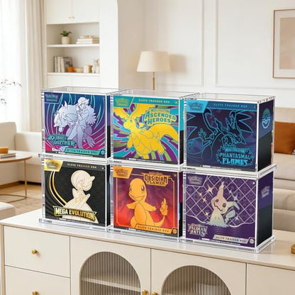 Acrylic Display Case for Elite Trainer Box (ETB) – Stackable Closure Storage Box for Pokemon TCG, Trading Cards, Booster Box – Clear Protector with Locking Lid for Collectible Display & Organizing - size: Elite Trainer Box Case