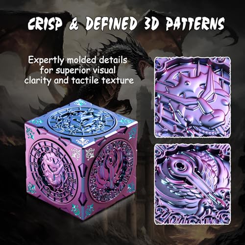 DNDND Purple-to-Blue Chameleon Multi-Functional Spinner DND Dice – Premium Color-Shifting D&D Monster Themed Cube Spinner Dice Cube for TTRPG, Dungeon Masters & RPG Collector's Gift with Gift Tin - color: Chameleon