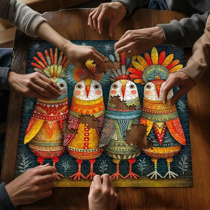 Bird Puzzles for Adults 1000 Piece, Funny Nature Fantasy Animal Abstract Jigsaw Puzzle, Colorful Whimsical Cute Puzzles Challenge - style: Whimsical Bird Puzzles