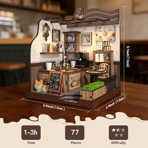 DIY Miniature Kit - 3D Puzzles for Adults & Teens, Book Nooks and Model Building Kits for Bookshelf Decor, Relaxing Craft & Unique Gift for Craft Lovers (Country Cafe)