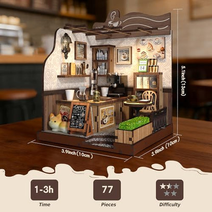 DIY Miniature Kit - 3D Puzzles for Adults & Teens, Book Nooks and Model Building Kits for Bookshelf Decor, Relaxing Craft & Unique Gift for Craft Lovers (Country Cafe)