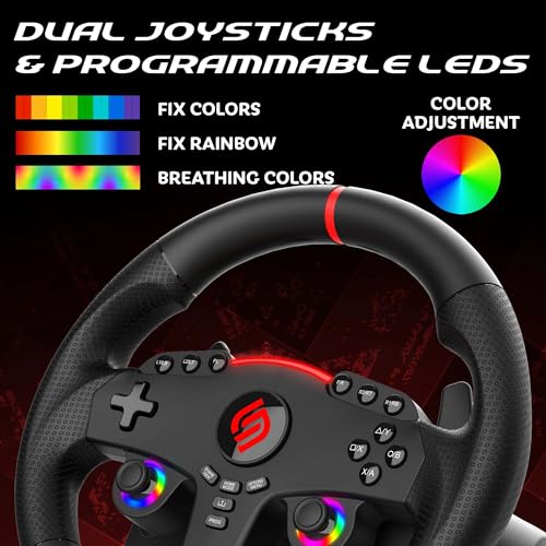 SUBSONIC Superdrive 270 GT Racing Wheel Xbox Series Switch 2/Switch PS4 PC | Steering Wheel, Dual Joysticks, Pedals, Gear Shifter for GTA 6 & Farming Simulator - Vibration, Diameter 27 cm, Rotation 270°