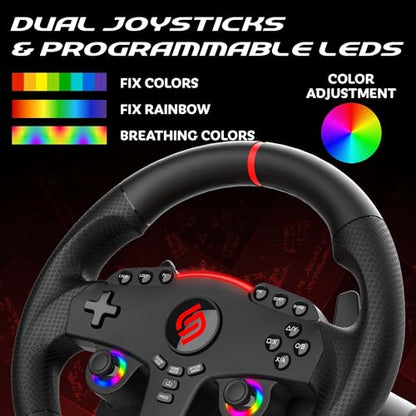 SUBSONIC Superdrive 270 GT Racing Wheel Xbox Series Switch 2/Switch PS4 PC | Steering Wheel, Dual Joysticks, Pedals, Gear Shifter for GTA 6 & Farming Simulator - Vibration, Diameter 27 cm, Rotation 270°