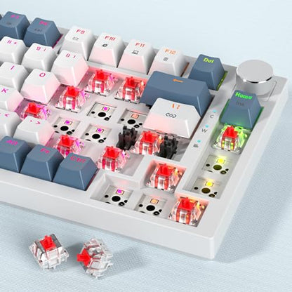 Owpkeenthy 75 Percent Mechanical Keyboard, 82 Key Gasket Mounted Hot Swappable with Volume Knob, Wired RGB Backlit NKRO Compact Gaming Keyboard for PC Laptop (82Shoko) - color: 82 Shoko
