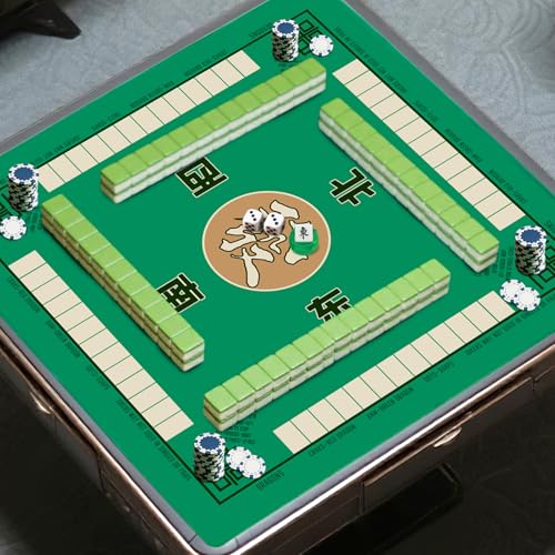 Mahjong Mat,Non-Slip and Noise Reducing Portable Mahjong Accessories | 31.5" x 31.5" with a Carrying Bag,Game Table Mat for Board Games, Card Games, Dominoes - color: Green
