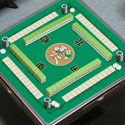 Mahjong Mat,Non-Slip and Noise Reducing Portable Mahjong Accessories | 31.5" x 31.5" with a Carrying Bag,Game Table Mat for Board Games, Card Games, Dominoes - color: Green