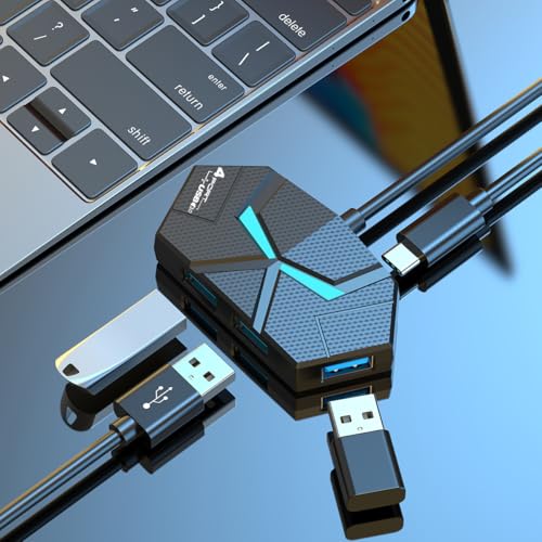 USB 3.0 Hub, 4-Port USB Hub, USB Splitter, USB Extender with Power Port for Laptop, PC, Xbox, Gamepad,Flash Drive, HDD, Console, Printer, Camera,Keyborad, Mouse,USB Fan - style: 4-port USB C