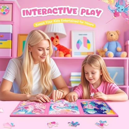 Magnetic Jigsaw Puzzles for Toddlers Kids 3-8 Girls,(3 36-Pieces) Travel Puzzles Toys for Kids Ages 4-6,Take-Along Car Airplane Road Trip Activities Game for 3 4 5 6 7 8 Year Old Birthday Gift,Axolotl - style: Axolotl
