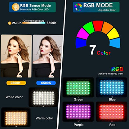 2 Packs RGB LED Video Light with Tripod Stand/White Filters