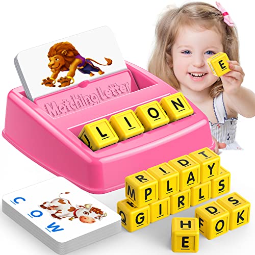 LIWIN LET'S GO! Toys for 3-8 Year Olds Girls, Matching Letter Spelling Games for Kids Ages 3-8 Preschool Learning Educational Toys for Kids Birthday Gifts for 3-8 Year Olds Girls Pink - color: Pink