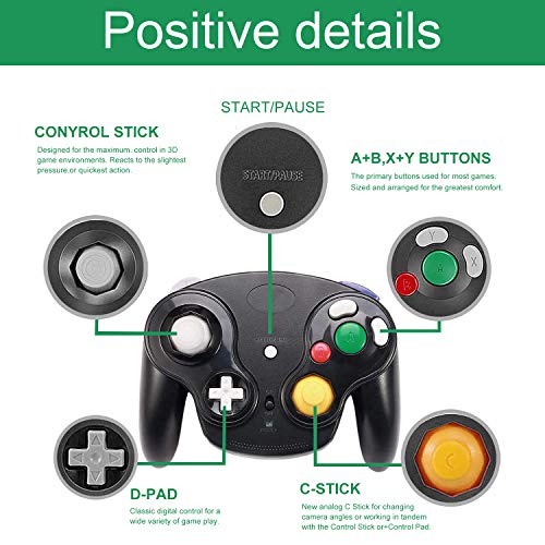 TOOPONE Wireless Gamecube Controllers, Classic Wavebird Wireless Wii Controller Remote Gamepad Joystick for Nintendo Gamecube & Wii (Black and White)