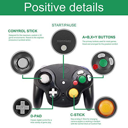 TOOPONE Wireless Gamecube Controllers, Classic Wavebird Wireless Wii Controller Remote Gamepad Joystick for Nintendo Gamecube & Wii (Black and White)