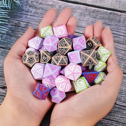 CiaraQ Polyhedral Dice Set - DND Role Playing Dice | Acrylic RPG Dice for Dungeons and Dragons MTG Table Games, Multi-Color, 42pcs - color: Red/Pink/Black/Green/Purple