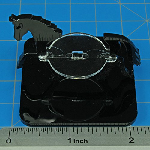 LITKO Horse Mount | Compatible with D&D & Pathfinder | 50mm Square | Black | Turns a 30mm (1.25-inch) hero into a saddled rider | 2-inch footprint | Includes steed + clear acrylic base | Glue assembly - color: Black, style: 2-Inch Square Base