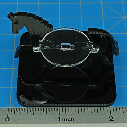 LITKO Horse Mount | Compatible with D&D & Pathfinder | 50mm Square | Black | Turns a 30mm (1.25-inch) hero into a saddled rider | 2-inch footprint | Includes steed + clear acrylic base | Glue assembly - color: Black, style: 2-Inch Square Base