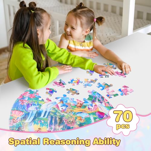 Civaner 70 Pieces Floor Puzzles Round Large Puzzles for Kids Ages 3-5 5-8 Jumbo Jigsaw Puzzle Educational Gifts for Toddlers Girls Boys Baby Shower Holiday Birthday(Unicorn) - style: Unicorn