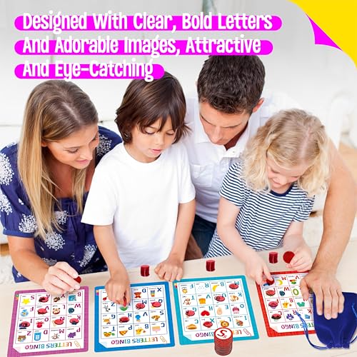 Alphabet & Phonics Bingo Game, 12 Bingo Boards ABC Letters, CVC Blends Words Phonetic Game, Letters Phonetic Awareness Early Educational Learning Toys - Ages 4 and up, Perfect for Classroom & At Home - style: Alphabet & Phonics Bingo Game