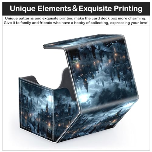 Card Deck Box for MTG Trading Cards with Magnetic Closure,Premium Card Storage Box Case Cover for TCG CCG Magic Cards,Fantasy Castle - color: Fantasy Castle