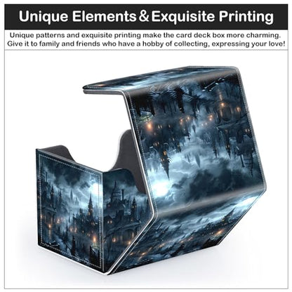 Card Deck Box for MTG Trading Cards with Magnetic Closure,Premium Card Storage Box Case Cover for TCG CCG Magic Cards,Fantasy Castle - color: Fantasy Castle