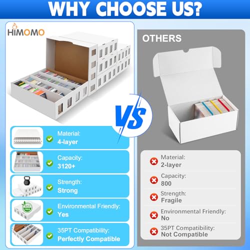 6 Pack Trading Card Storage Box 18800+ Count Cards Storage Box with 48 Card Divider White Sports Card Boxes Bulk Card Cases Cardboard Card Collection Trading Card Boxes for Basketball MTG TCG Cards - size: 6 Set-2