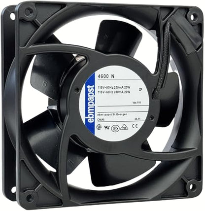 for ebmpapst 4600N Axial Fan，115V 12038 Industrial Cooling Fan All-Metal Heat-Resistant Cooling Fan 4600N, 2-Pin 20W