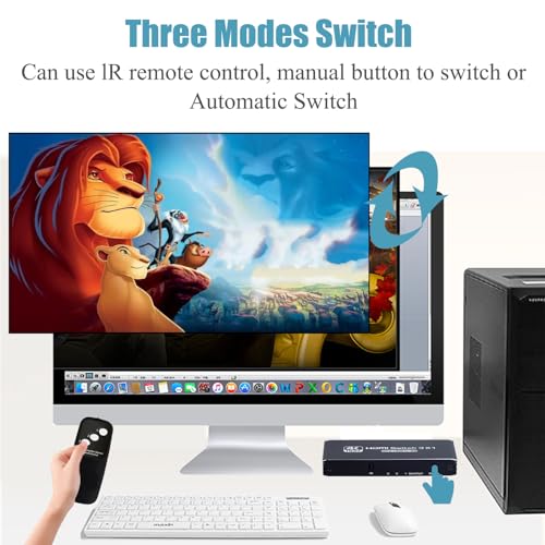 HDMI Switch 3 in 1 Out 4K 120Hz, HDMI Switcher 3x1 with IR Remote Control Support 4K@120Hz, 1080P@240Hz 3D, HDR, HDMI 2.1, HDCP 2.3, Compatible with PS5/ PS4/ PS3, Xbox, TV, DVD etc - color: Black