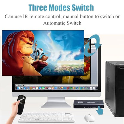 HDMI Switch 3 in 1 Out 4K 120Hz, HDMI Switcher 3x1 with IR Remote Control Support 4K@120Hz, 1080P@240Hz 3D, HDR, HDMI 2.1, HDCP 2.3, Compatible with PS5/ PS4/ PS3, Xbox, TV, DVD etc - color: Black